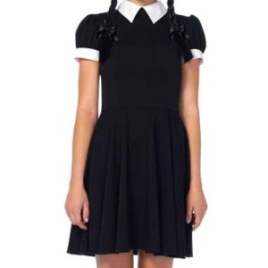 Black w/ white collar and trim flare Gothic dress